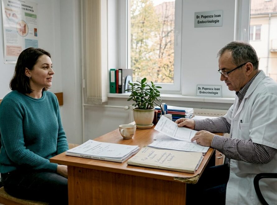 Consultație endocrinologică pentru o pacientă, desfășurată la cabinet