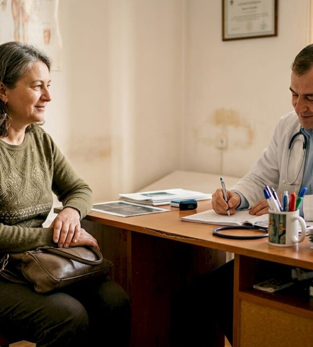 O doamnă se află la o consultație la medicul internist.