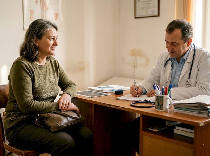 O doamnă se află la o consultație la medicul internist.