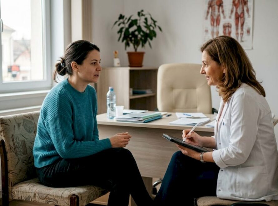 Consult medical personalizat alături de o doctoriță care îți ascultă cu atenție nevoile și îți oferă sfaturi adaptate ție.