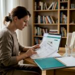 O femeie își verifică rezultatele analizelor de sânge din confortul propriei case.