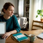 Femeie care caută informații despre endocrinologi pe internet