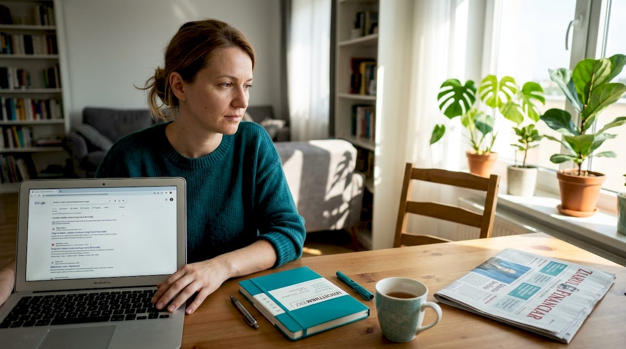 Femeie care caută informații despre endocrinologi pe internet