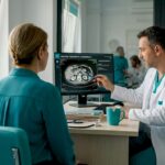 Discuție între pacient și medic în cadrul unei consultații de gastroenterologie