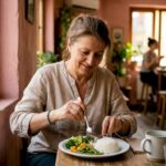 Femeie care pregătește mâncăruri ușor de digerat pentru persoanele cu gastrită