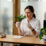 Medicul ginecolog pregătește histeroscopul pentru examinare, în cabinetul său.