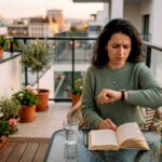 O femeie care resimte simptomele dezechilibrului hormonal în timp ce se află acasă