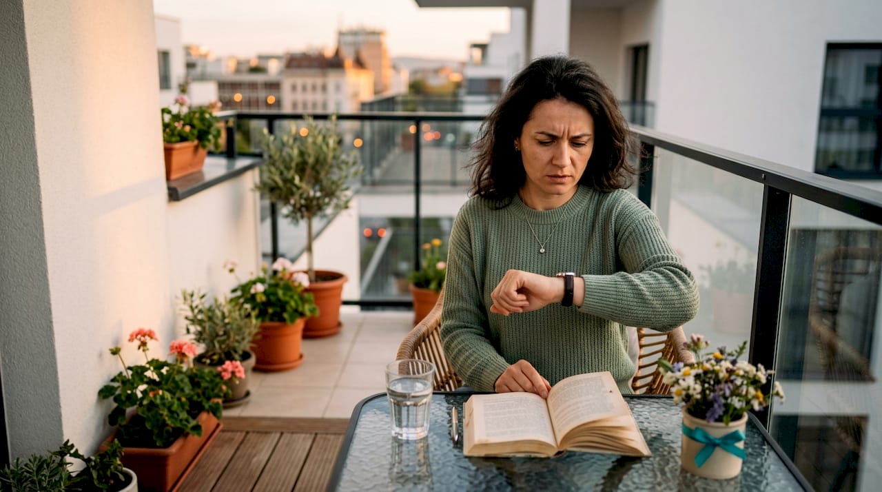 O femeie care resimte simptomele dezechilibrului hormonal în timp ce se află acasă