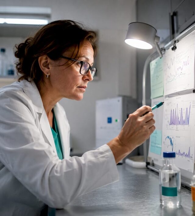Un endocrinolog analizează cu atenție graficele hormonale la birou, concentrându-se pe interpretarea datelor pentru a înțelege mai bine starea de sănătate a pacientului.