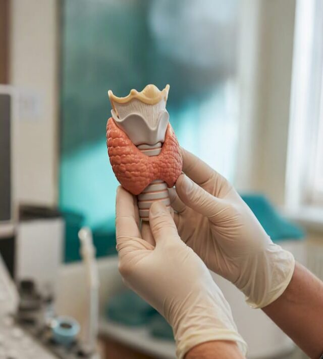Model anatomic al glandei tiroide folosit în cabinetul medical
