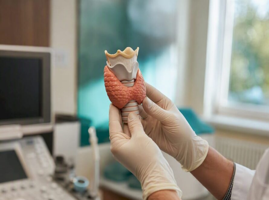 Model anatomic al glandei tiroide folosit în cabinetul medical