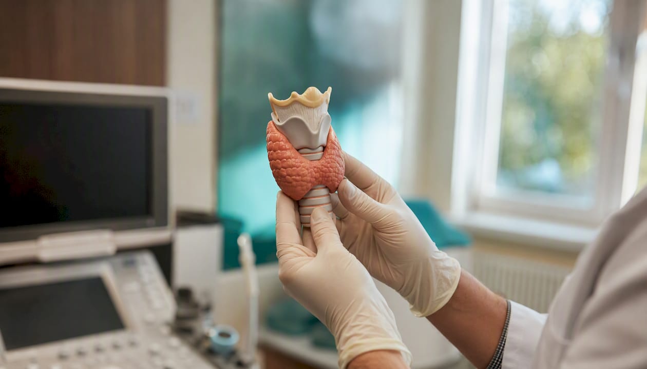 Model anatomic al glandei tiroide folosit în cabinetul medical