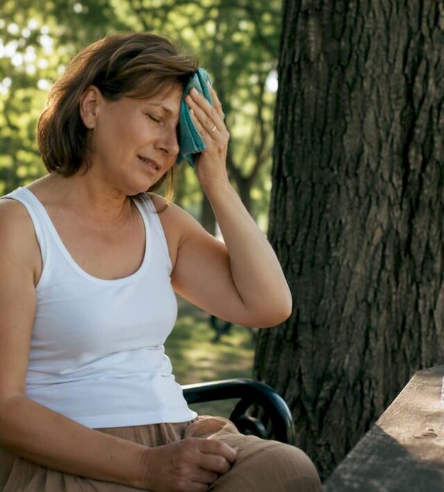 Femeie care trece printr-un val de căldură specific menopauzei