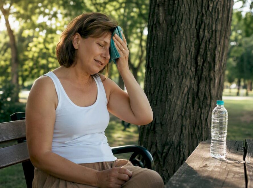 Femeie care trece printr-un val de căldură specific menopauzei