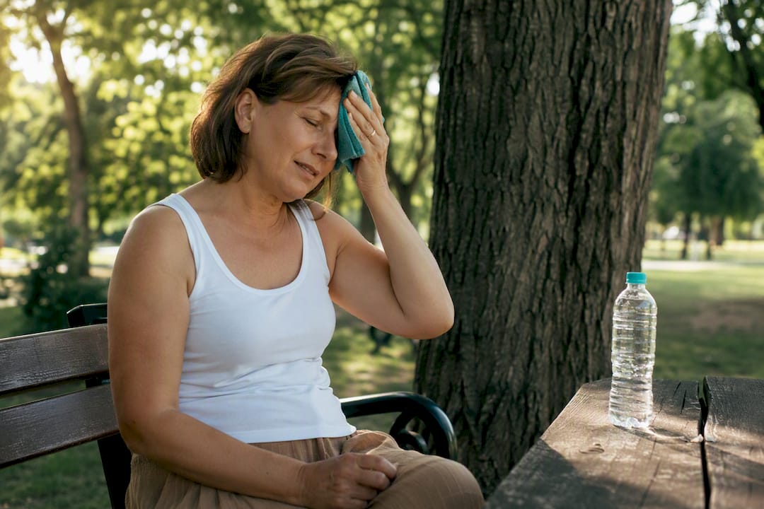Femeie care trece printr-un val de căldură specific menopauzei