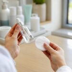 Dermatolog ținând un tratament topic pentru rozacee
