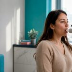 Pacientă care face un test de spirometrie