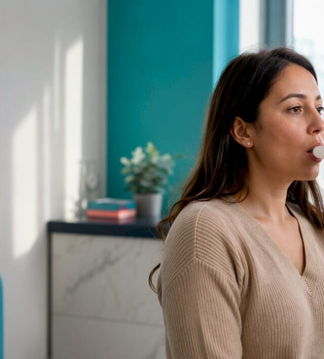 Pacientă care face un test de spirometrie