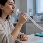 Pacientă care face un test respirator pentru SIBO