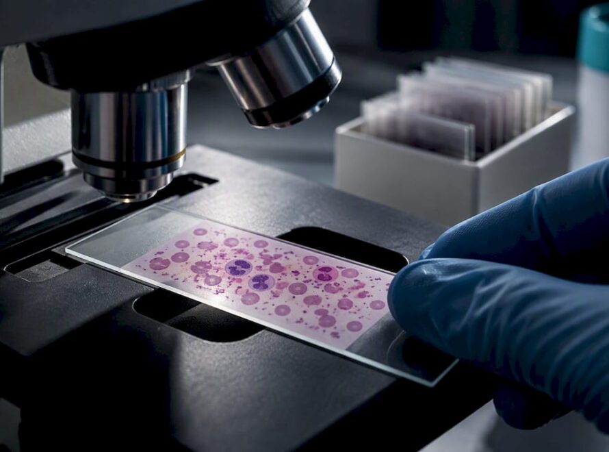 Frotiu periferic analizat în laboratorul de hematologie