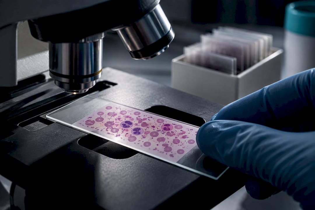Frotiu periferic analizat în laboratorul de hematologie